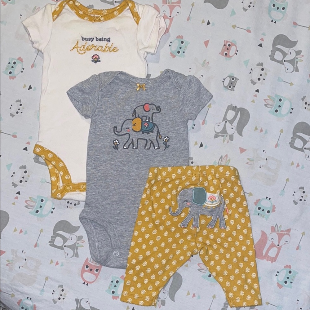 NEW! Adorable Elephant Newborn Baby Outfit Set